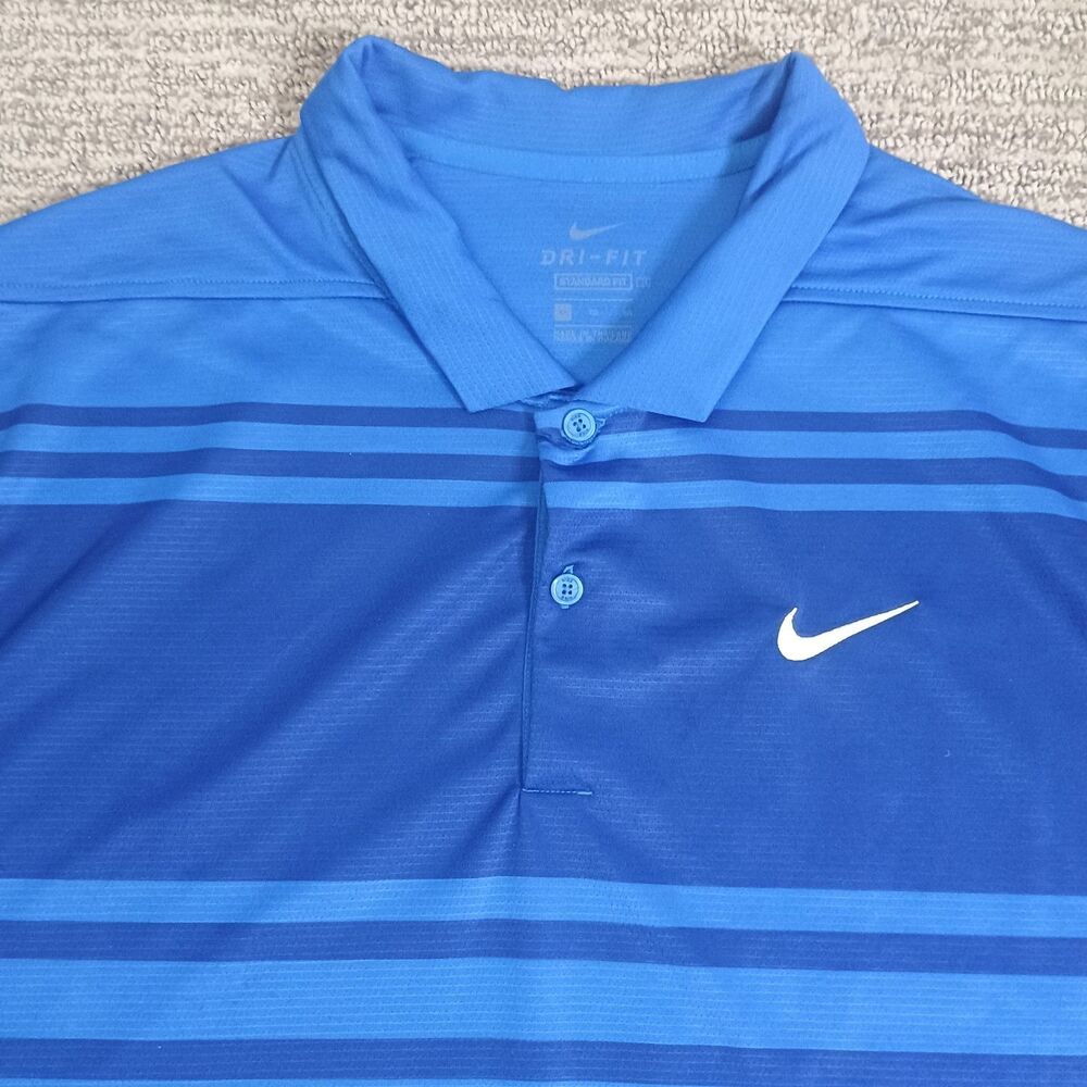 Nike Golf Polo Men's XL Dri-Fit  Blue Performance Golf Shirt Lightweight Stretch